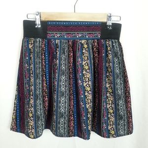 Joe B - Striped Multi-color Floral Skater Skirt